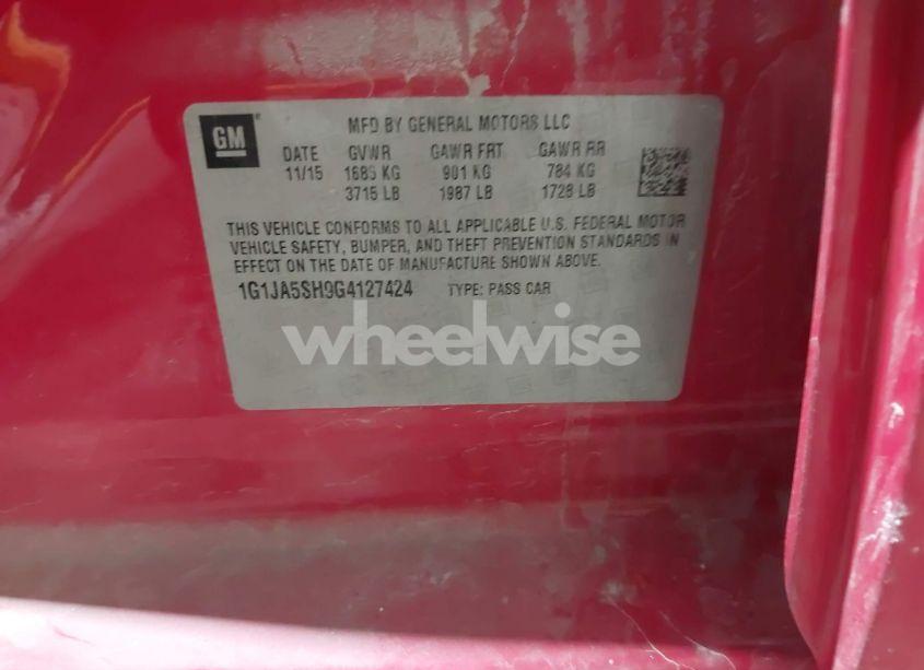 Photo 9 of 2016 Chevrolet Sonic LS AUTO (VIN 1G1JA5SH9G4127424)