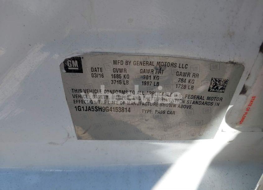 Photo 9 of 2016 Chevrolet Sonic LS AUTO (VIN 1G1JA5SH9G4153814)