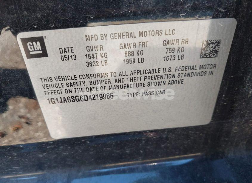 Photo 9 of 2013 Chevrolet Sonic LS AUTO (VIN 1G1JA6SG6D4219986)