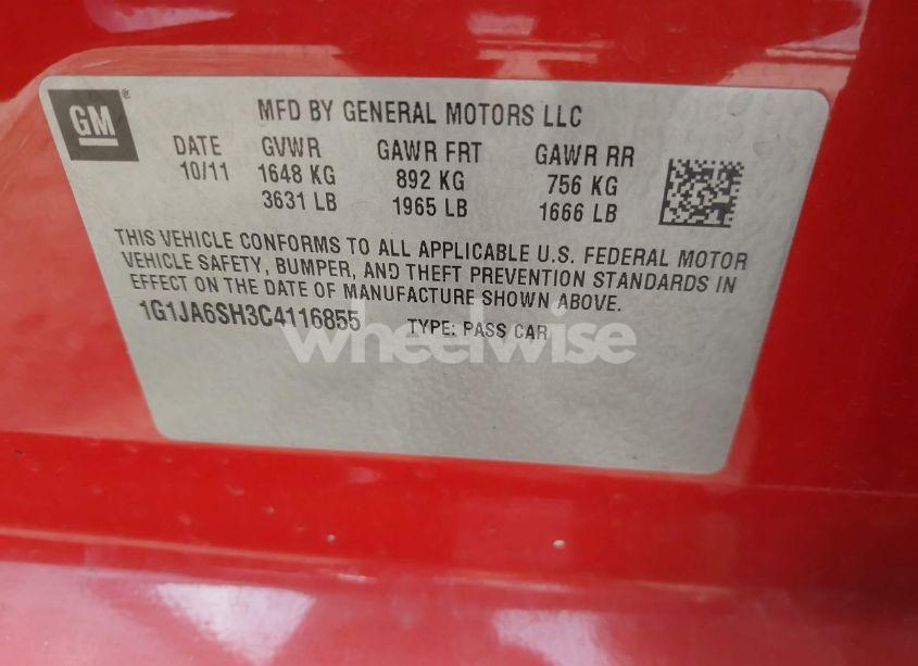 Photo 9 of 2012 Chevrolet Sonic 2LS (VIN 1G1JA6SH3C4116855)