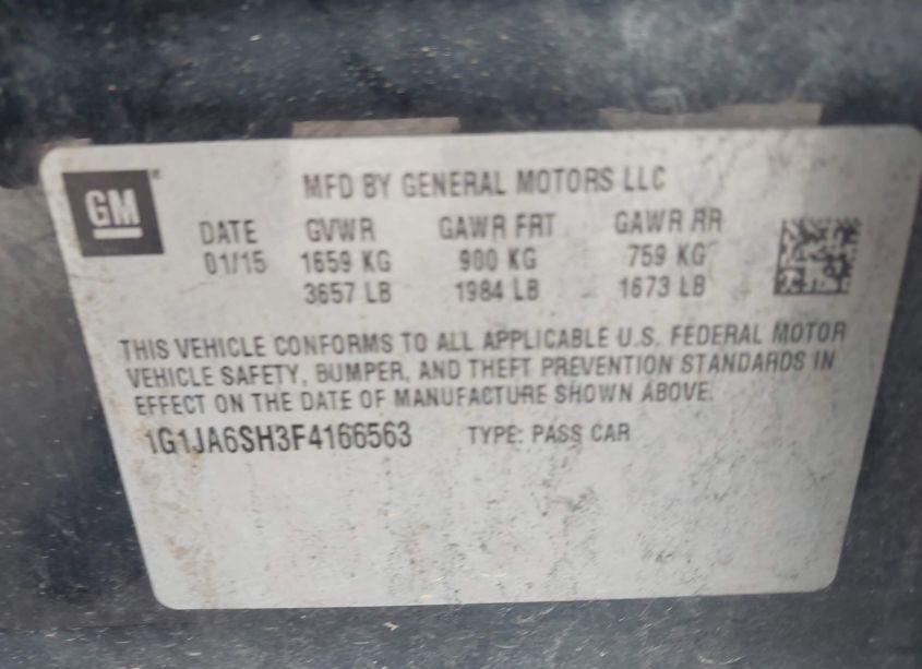 Photo 9 of 2015 Chevrolet Sonic LS AUTO (VIN 1G1JA6SH3F4166563)