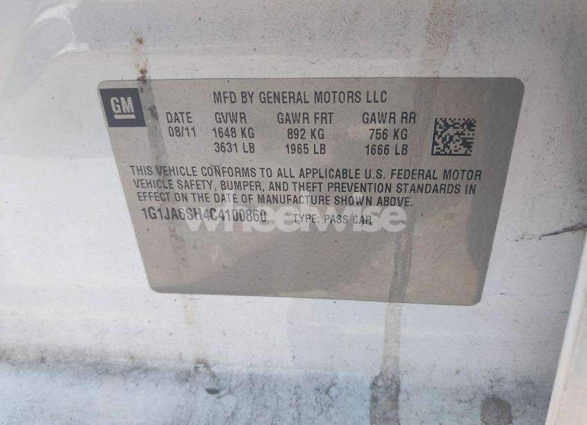 Photo 9 of 2012 Chevrolet Sonic 2LS (VIN 1G1JA6SH4C4100860)