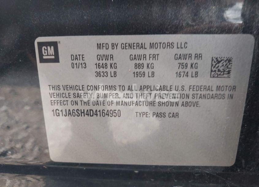 Photo 9 of 2013 Chevrolet Sonic LS AUTO (VIN 1G1JA6SH4D4164950)