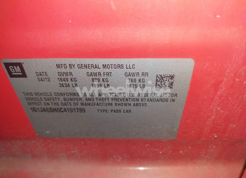 Photo 9 of 2012 Chevrolet Sonic 2LS (VIN 1G1JA6SH6C4191789)