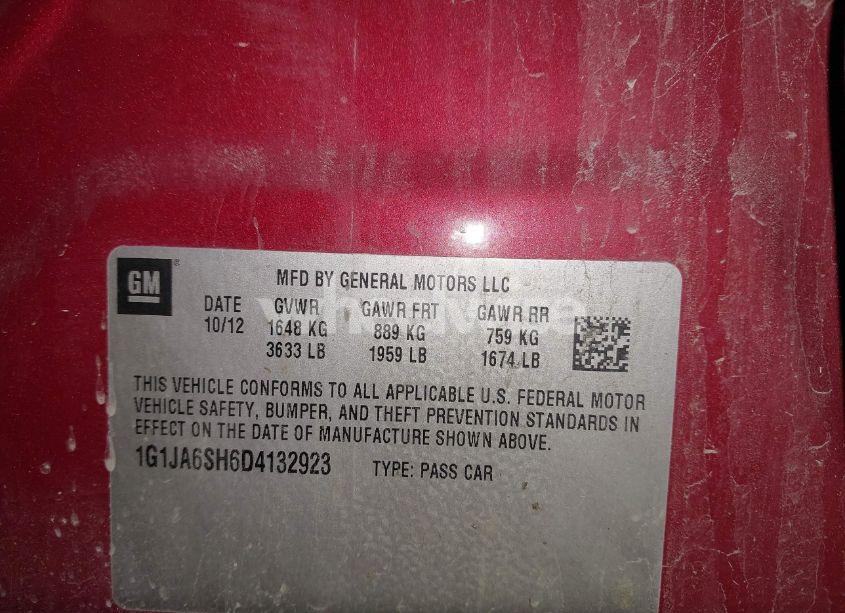 Photo 9 of 2013 Chevrolet Sonic LS AUTO (VIN 1G1JA6SH6D4132923)