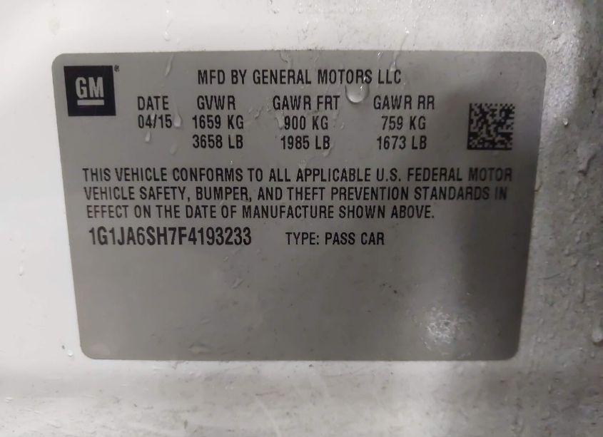 Photo 9 of 2015 Chevrolet Sonic LS AUTO (VIN 1G1JA6SH7F4193233)