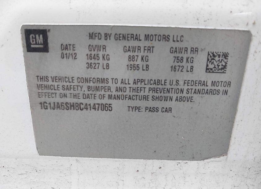 Photo 9 of 2012 Chevrolet Sonic 2LS (VIN 1G1JA6SH8C4147065)