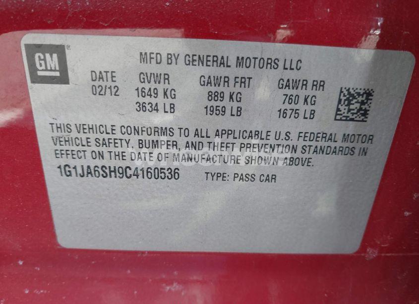 Photo 9 of 2012 Chevrolet Sonic 2LS (VIN 1G1JA6SH9C4160536)