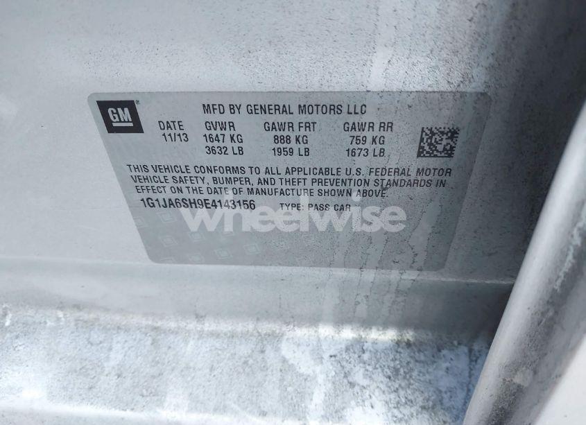 Photo 9 of 2014 Chevrolet Sonic LS AUTO (VIN 1G1JA6SH9E4143156)