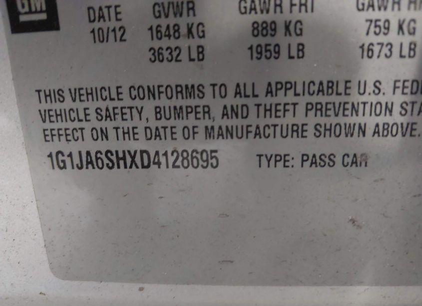 Photo 9 of 2013 Chevrolet Sonic LS AUTO (VIN 1G1JA6SHXD4128695)