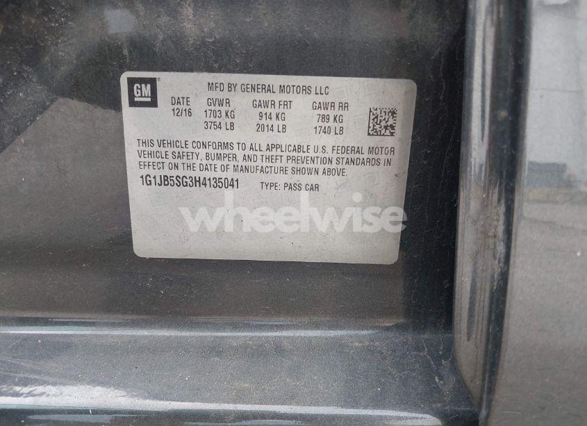 Photo 9 of 2017 Chevrolet Sonic LS AUTO (VIN 1G1JB5SG3H4135041)