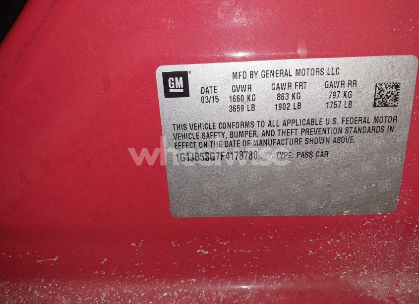 Photo 9 of 2015 Chevrolet Sonic LS MANUAL (VIN 1G1JB5SG7F4178780)