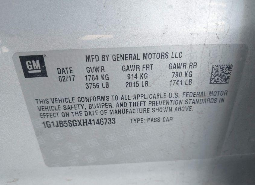 Photo 9 of 2017 Chevrolet Sonic LS AUTO (VIN 1G1JB5SGXH4146733)