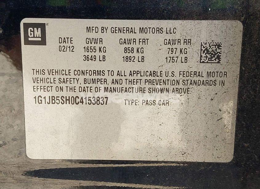 Photo 9 of 2012 Chevrolet Sonic 1LS (VIN 1G1JB5SH0C4153837)