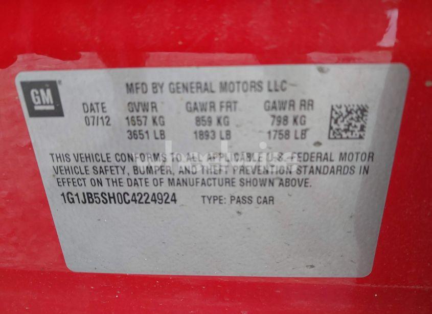 Photo 9 of 2012 Chevrolet Sonic 1LS (VIN 1G1JB5SH0C4224924)