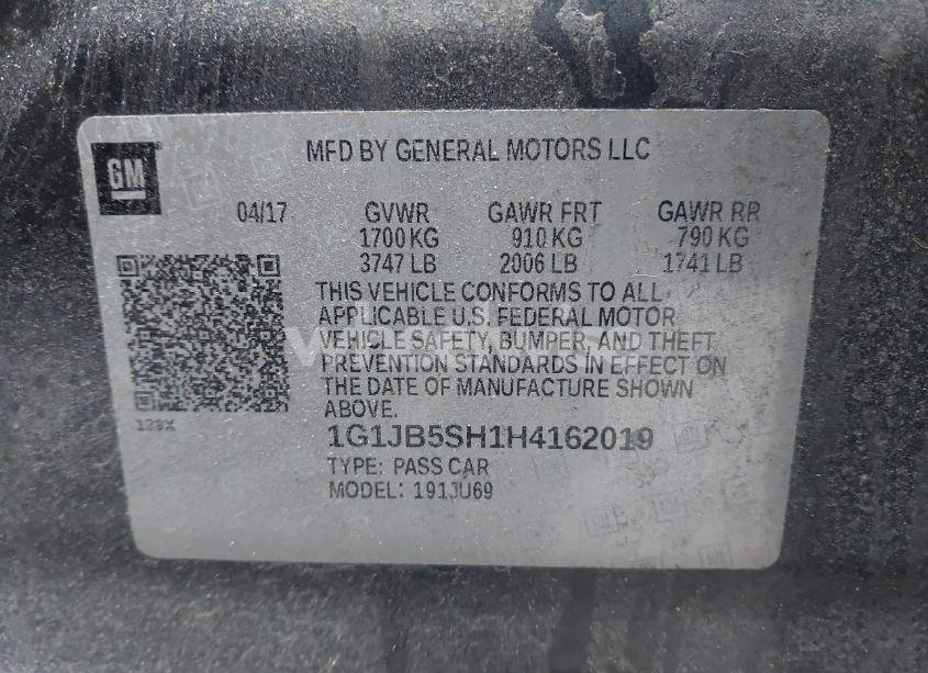 Photo 9 of 2017 Chevrolet Sonic LS AUTO (VIN 1G1JB5SH1H4162019)