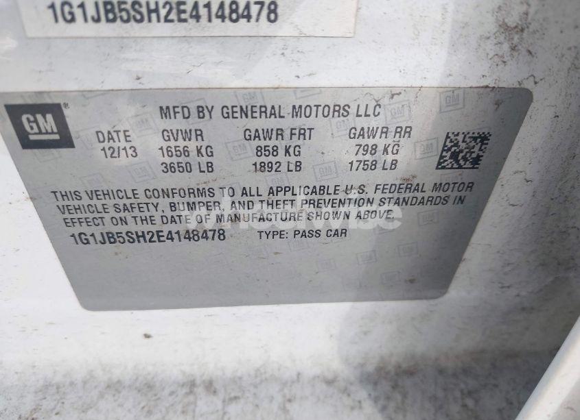 Photo 9 of 2014 Chevrolet Sonic LS MANUAL (VIN 1G1JB5SH2E4148478)