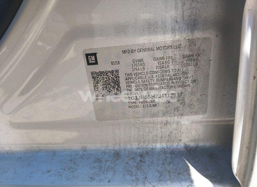 Photo 9 of 2018 Chevrolet Sonic LS AUTO (VIN 1G1JB5SH2J4112817)