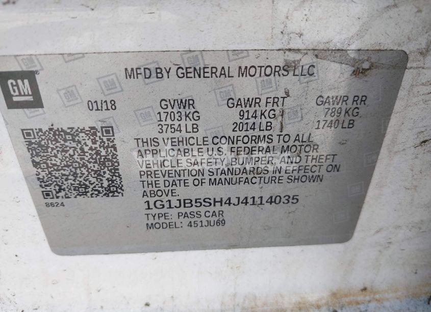 Photo 9 of 2018 Chevrolet Sonic LS AUTO (VIN 1G1JB5SH4J4114035)