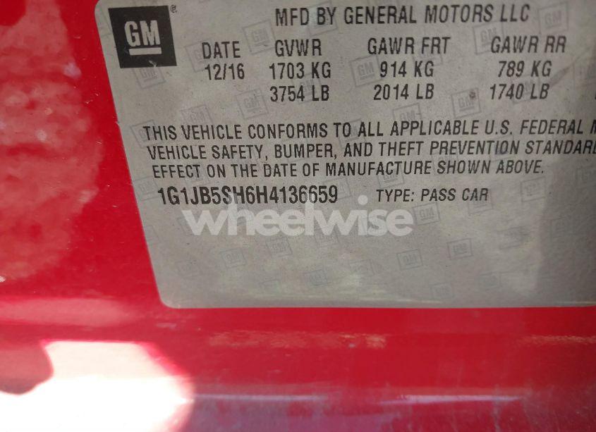 Photo 9 of 2017 Chevrolet Sonic LS AUTO (VIN 1G1JB5SH6H4136659)