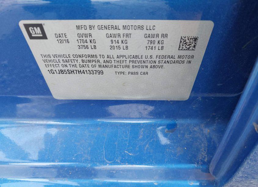 Photo 9 of 2017 Chevrolet Sonic LS (VIN 1G1JB5SH7H4133799)