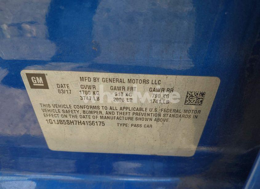 Photo 9 of 2017 Chevrolet Sonic LS AUTO (VIN 1G1JB5SH7H4156175)