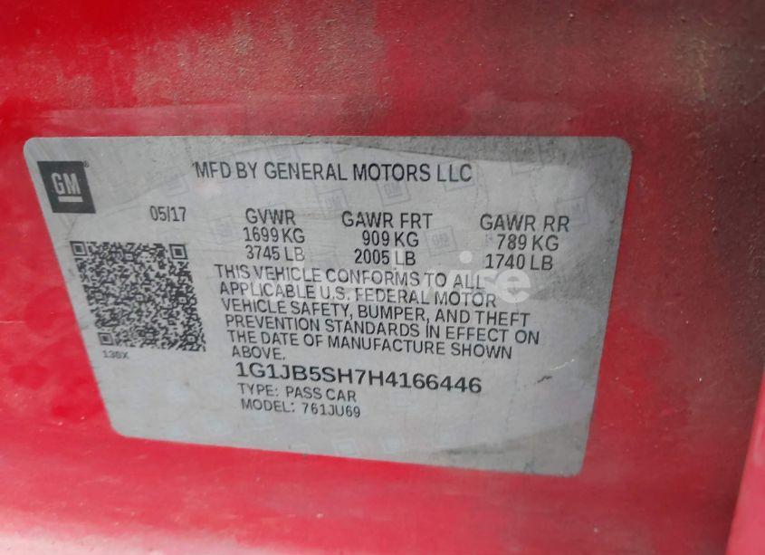 Photo 9 of 2017 Chevrolet Sonic LS AUTO (VIN 1G1JB5SH7H4166446)