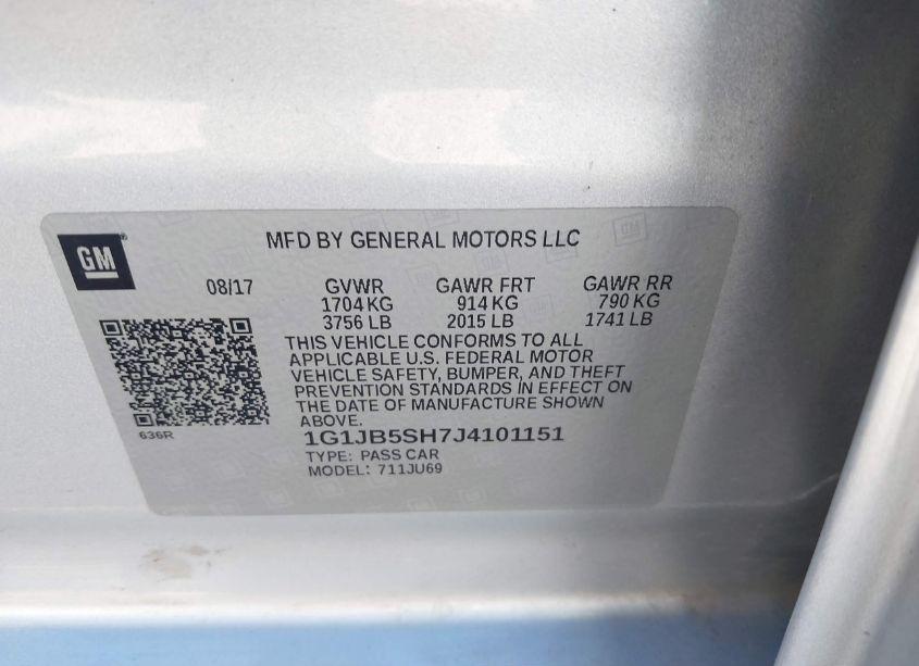 Photo 9 of 2018 Chevrolet Sonic LS AUTO (VIN 1G1JB5SH7J4101151)