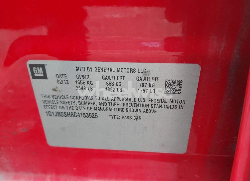 Photo 9 of 2012 Chevrolet Sonic 1LS (VIN 1G1JB5SH8C4153925)