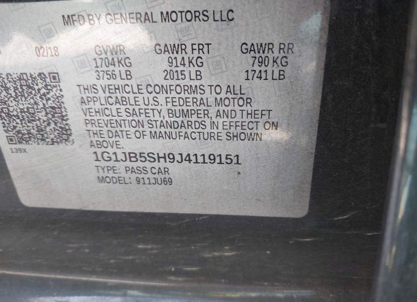 Photo 9 of 2018 Chevrolet Sonic LS AUTO (VIN 1G1JB5SH9J4119151)