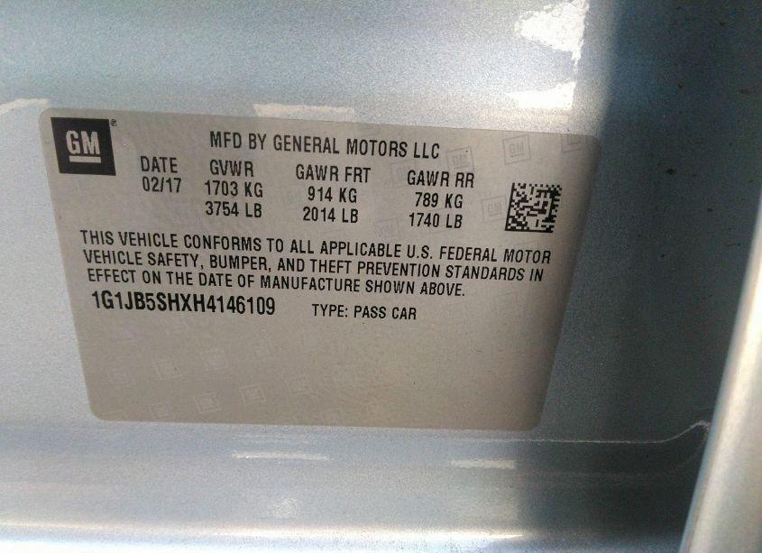 Photo 9 of 2017 Chevrolet Sonic LS AUTO (VIN 1G1JB5SHXH4146109)