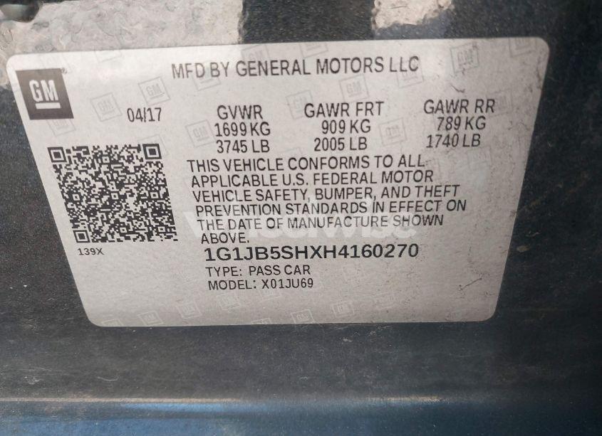 Photo 9 of 2017 Chevrolet Sonic LS AUTO (VIN 1G1JB5SHXH4160270)