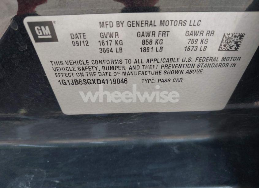 Photo 9 of 2013 Chevrolet Sonic LS MANUAL (VIN 1G1JB6SGXD4119046)