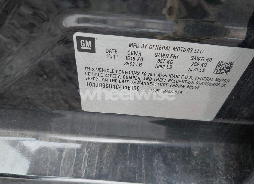 Photo 9 of 2012 Chevrolet Sonic 1LS (VIN 1G1JB6SH1C4118150)