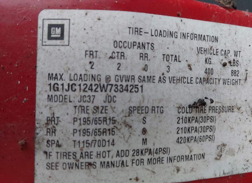 Photo 9 of 1998 Chevrolet Cavalier (VIN 1G1JC1242W7334251)