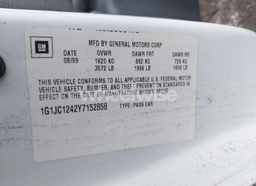 Photo 9 of 2000 Chevrolet Cavalier (VIN 1G1JC1242Y7152858)