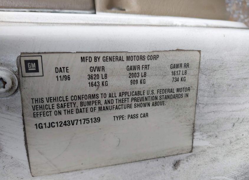 Photo 9 of 1997 Chevrolet Cavalier (VIN 1G1JC1243V7175139)