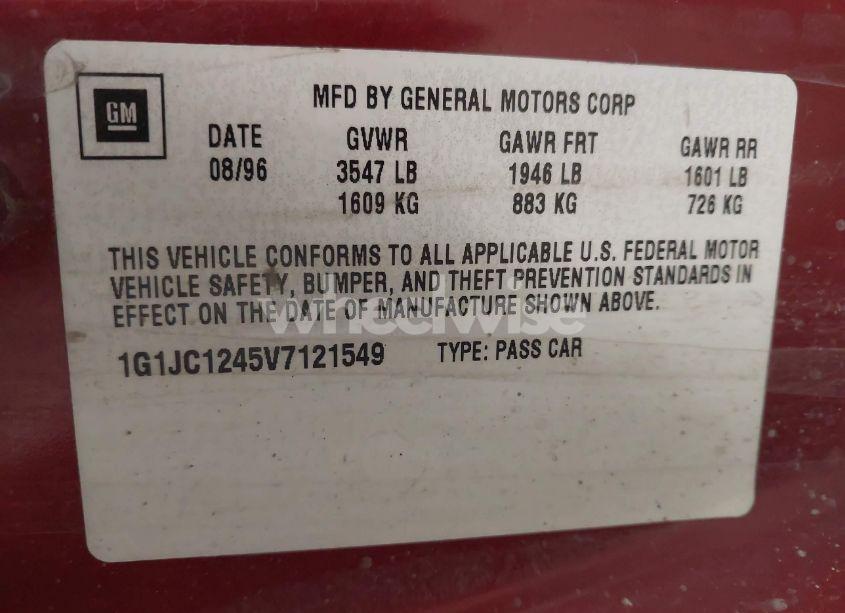 Photo 9 of 1997 Chevrolet Cavalier (VIN 1G1JC1245V7121549)