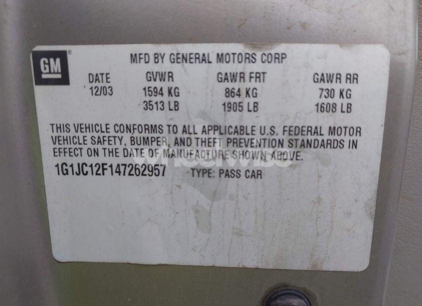 Photo 9 of 2004 Chevrolet Cavalier (VIN 1G1JC12F147262957)