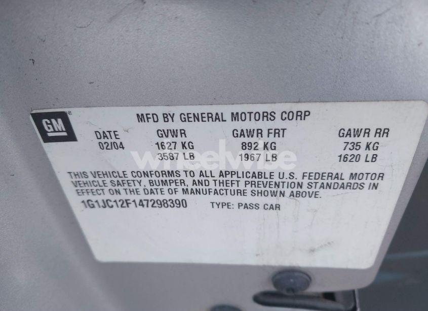 Photo 9 of 2004 Chevrolet Cavalier BASE (VIN 1G1JC12F147298390)