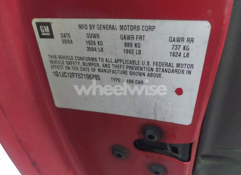 Photo 9 of 2005 Chevrolet Cavalier (VIN 1G1JC12F757196285)