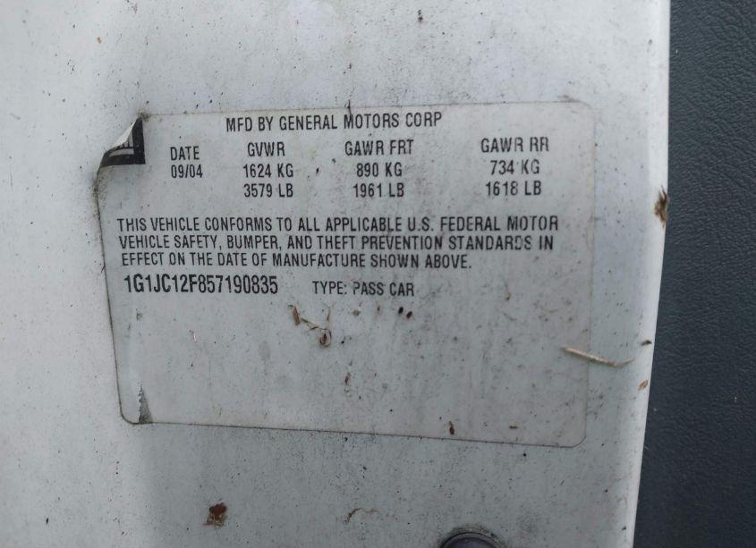 Photo 9 of 2005 Chevrolet Cavalier (VIN 1G1JC12F857190835)