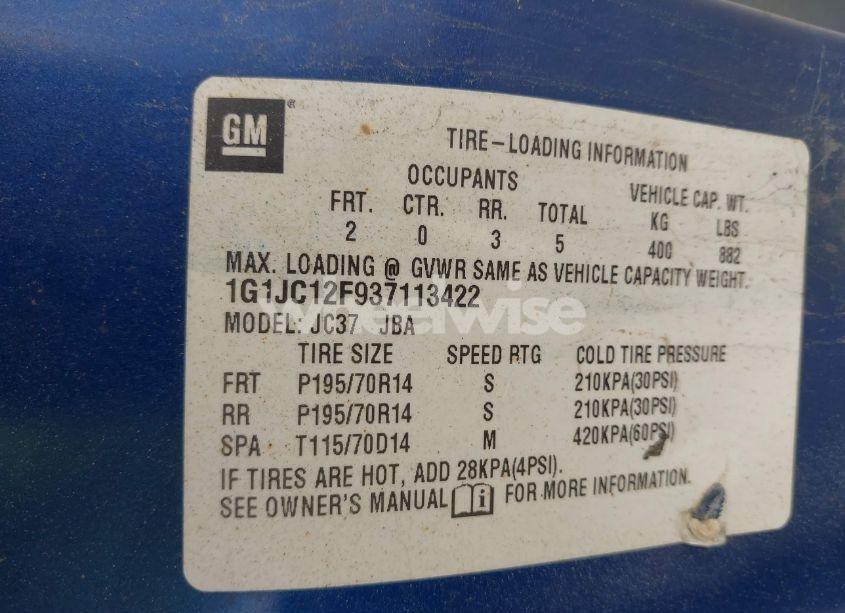 Photo 9 of 2003 Chevrolet Cavalier (VIN 1G1JC12F937113422)