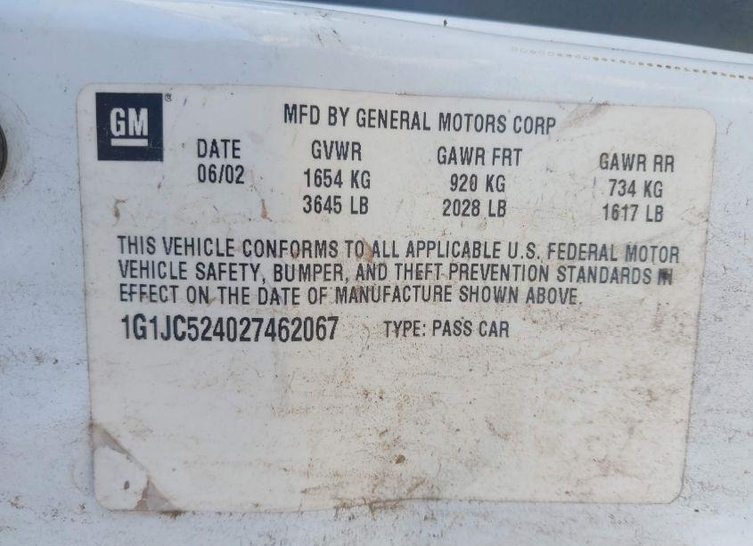 Photo 9 of 2002 Chevrolet Cavalier (VIN 1G1JC524027462067)