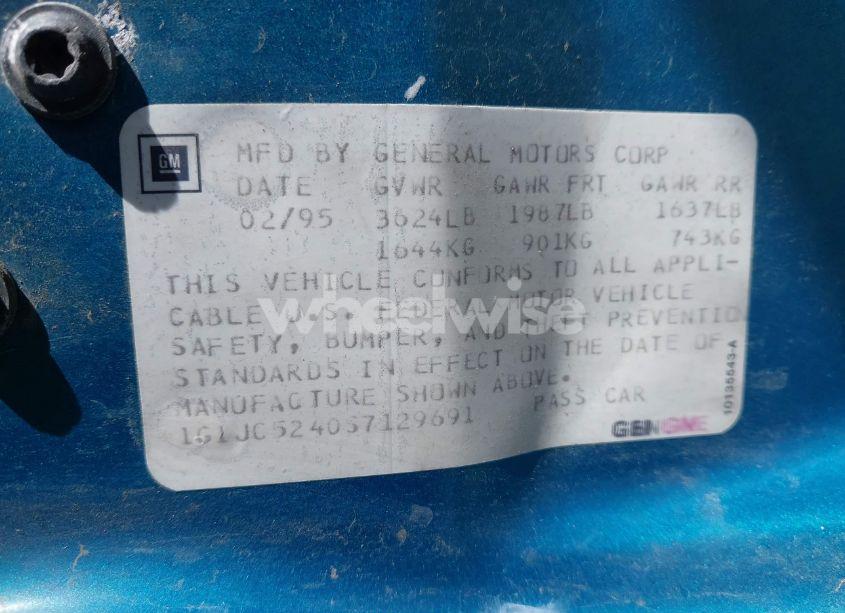 Photo 9 of 1995 Chevrolet Cavalier (VIN 1G1JC5240S7129691)