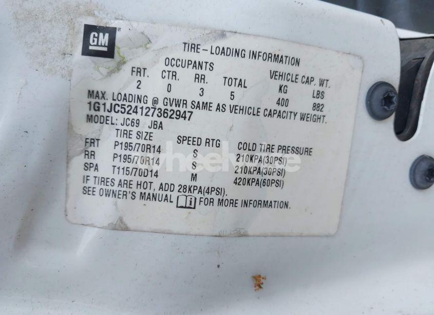 Photo 9 of 2002 Chevrolet Cavalier (VIN 1G1JC524127362947)