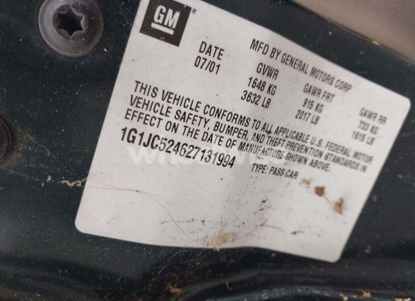 Photo 9 of 2002 Chevrolet Cavalier (VIN 1G1JC524627131994)