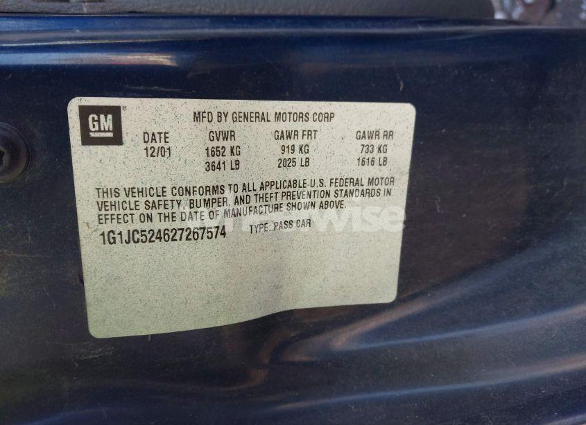 Photo 9 of 2002 Chevrolet Cavalier (VIN 1G1JC524627267574)