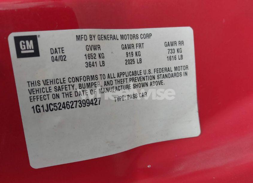 Photo 9 of 2002 Chevrolet Cavalier (VIN 1G1JC524627399427)