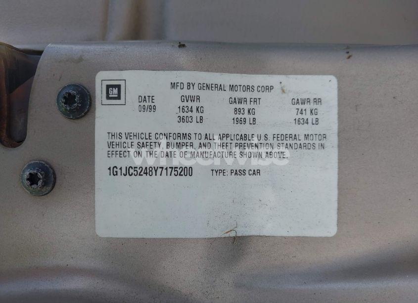 Photo 9 of 2000 Chevrolet Cavalier (VIN 1G1JC5248Y7175200)